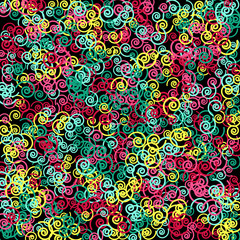 Vector Confetti Background Pattern. Element of design. Color spirals on a black background