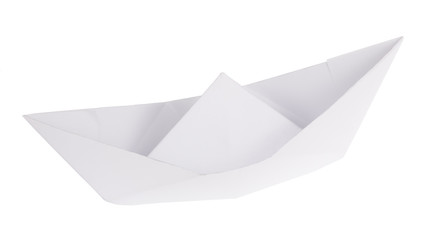 light paper origami boat isolated on white