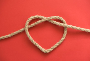 The shape of a heart of a rope