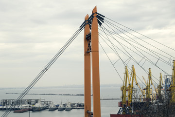 Cranes in the seaport of Odessa. Ukraine