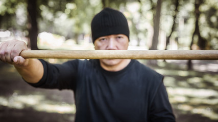 Lameco Astig Combatives instructor demonstrates stick fighting techniques