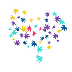 Cute vegetative pattern with simple small leaves for a greeting card or poster. Vector background for spring or summer design