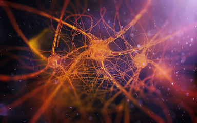 Neuron cells. 3D illustration