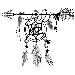 Wooden Arrow with Dreamcatcher