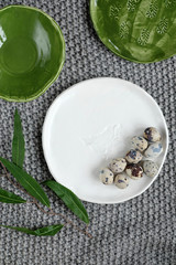 Obraz na płótnie Canvas Quail eggs on a plate