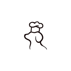 Chef Dog Line Art Design