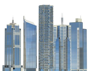 Obraz premium Drapacze chmur 3d ilustracja na białym tle