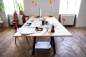 The interior of an empty modern office or a studio.