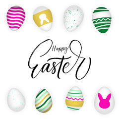 Happy Easter poster with modern brush calligraphy phrase.