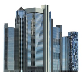 Skyscrapers 3D Illustration isolated on white background
