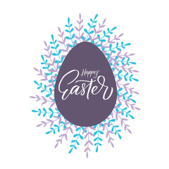 Happy Easter poster with modern brush calligraphy phrase.