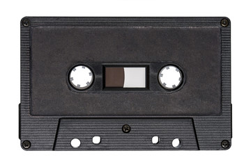 Retro black audio tape isolated on white background