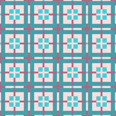 Seamless geometric pattern with squares, lines, rectangles Fabric print. Background in repeat.