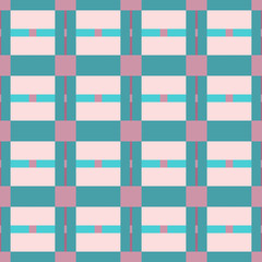 Seamless geometric pattern with squares, lines, rectangles Fabric print. Background in repeat.