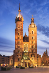 Fototapeta na wymiar St Mary s Church at Main Market Square in Cracow, Poland