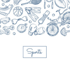 Vector hand drawn sports equipment illustration