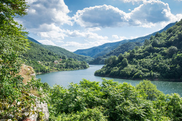 Fototapeta na wymiar Danube river crossing mountains