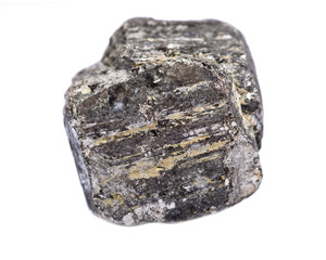 Natural pyrite cube from Peru, isolated on white background
