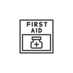 First aid line icon, outline vector sign, linear style pictogram isolated on white. Pharmacy symbol, logo illustration. Editable stroke