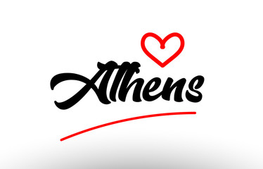 athens word text of european city with red heart for tourism promotio