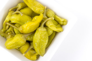 pickled golden greek pepper or friggitelli pepper