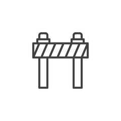 Road barrier line icon, outline vector sign, linear style pictogram isolated on white. Traffic barrier symbol, logo illustration. Editable stroke
