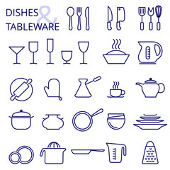 Outline icon collection - cooking, kitchen tools and utensils