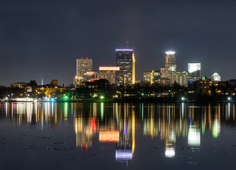 Fototapeta na wymiar Downtown Minneapolis Night Skyline