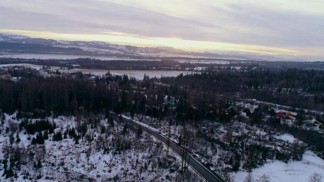 Aerial drone view of Tatra Mountains, Slovakia.