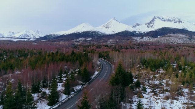 Aerial drone view of Tatra Mountains, Slovakia.
