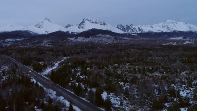 Aerial drone view of Tatra Mountains, Slovakia.