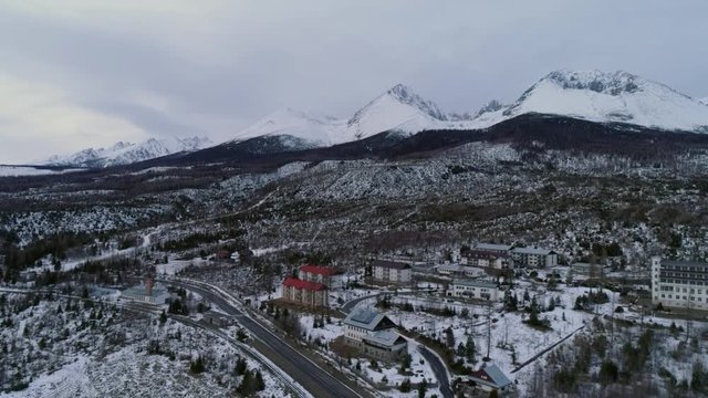 Aerial drone view of Tatra Mountains, Slovakia.