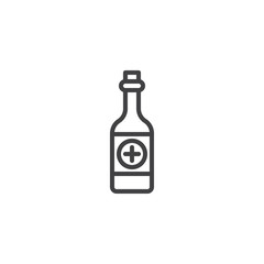 Medicine bottle line icon, outline vector sign, linear style pictogram isolated on white. Symbol, logo illustration. Editable stroke