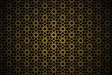 Abstract gold pattern geometric of Islamic, Arabesque ornament on black background. Seamless Vector illustration.