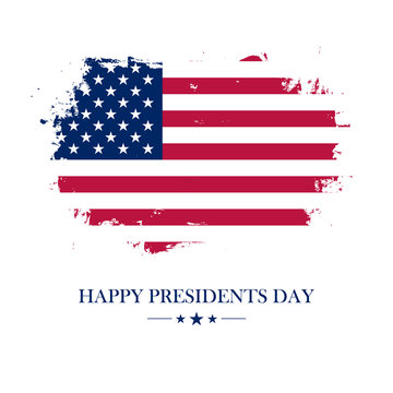USA Happy Presidents Day greeting card with brush stroke background in american national flag colors. Vector illustration.