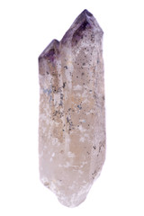 Unicorn amethyst twin quartz point, isolated on white background 