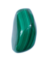 Polished green free form malachite from Democratic Republic of the Congo, isolated on white background