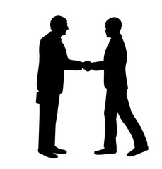 Handshake in office vector illustration. Business man shaking hands. Strong and firm handshake clap.