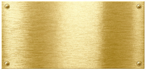 Gold shining metal plate with screw nail heads