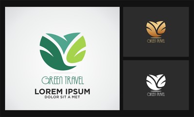 green world traveling abstract logo