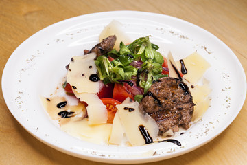 Salad plate with beef and pork