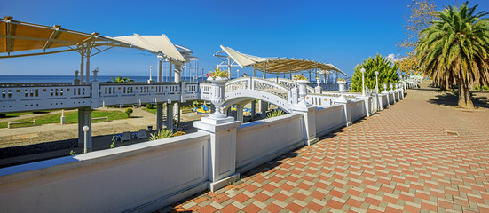 SOCHI, RUSSIA - OCTOBER 8, 2015: Zvezdny beach promenade.