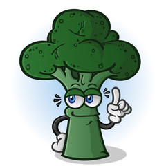 Broccoli Cartoon Character Pointing his Finger