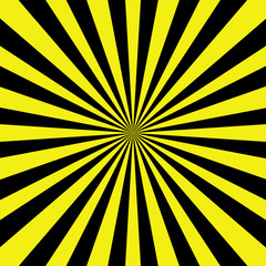 Danger pop art vintage sunburst background. Vector illustration.