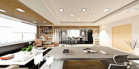 3d render of modern office working room