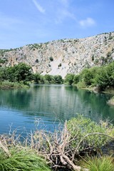 Fototapeta na wymiar peaceful riverside of the Krupa river