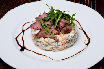 Salad from Lucien Olivier with wild boar