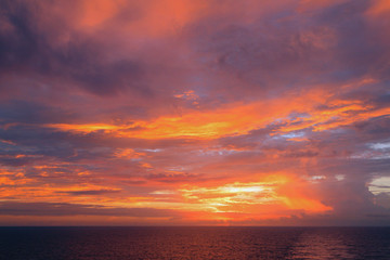 Fototapeta na wymiar Dawn in Caribbean Sea. Santo Domingo, Dominican Republic