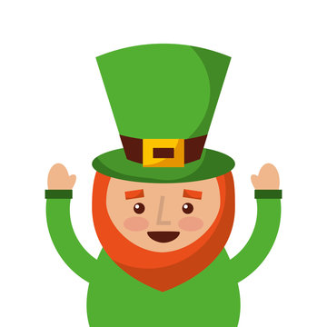 st. patricks day portrait of a leprechaun with arms up vector illustration