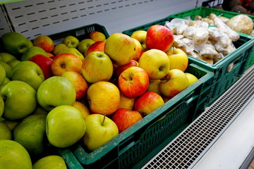 Czech desserts. Cakes, pastries and pies are on sale on the display window in the desserts shop in Prague